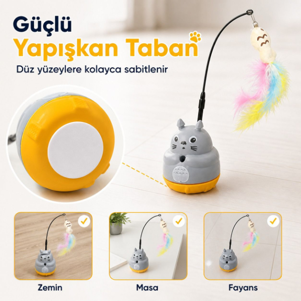 Kedi Şekilli Dönen Peluş Balıklı Olta Oyuncağı  - 5
